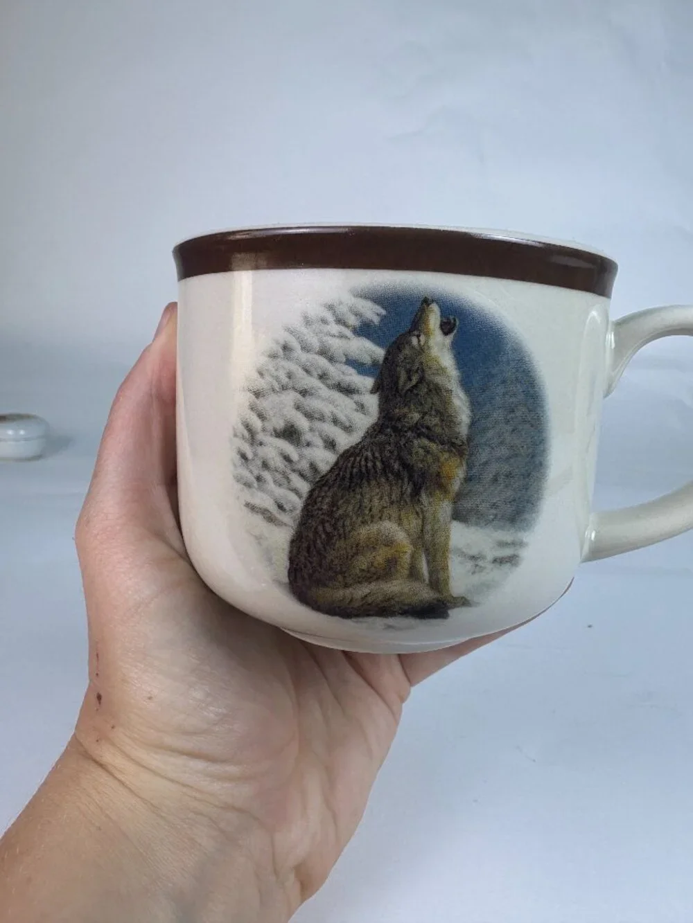Vintage National Wildlife Federation Howling Wolf Coffee Mug | Rustic Cabin Mug